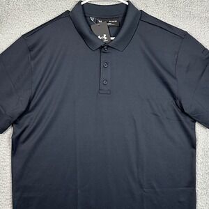 NEW Under Armour Mens XL Loose Shirt Golf Polo Black Short Sleeve Stretch Rugby